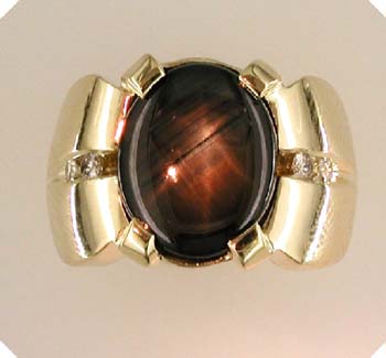 14kt Black Star Sapphire & Diamond