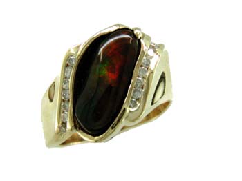 Black Opal, Diamond & 14kt