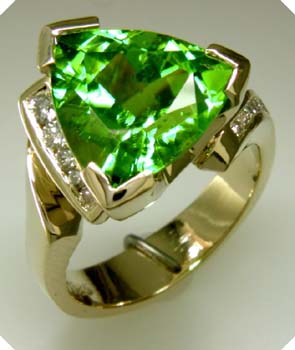 Peridot and Diamond Ring